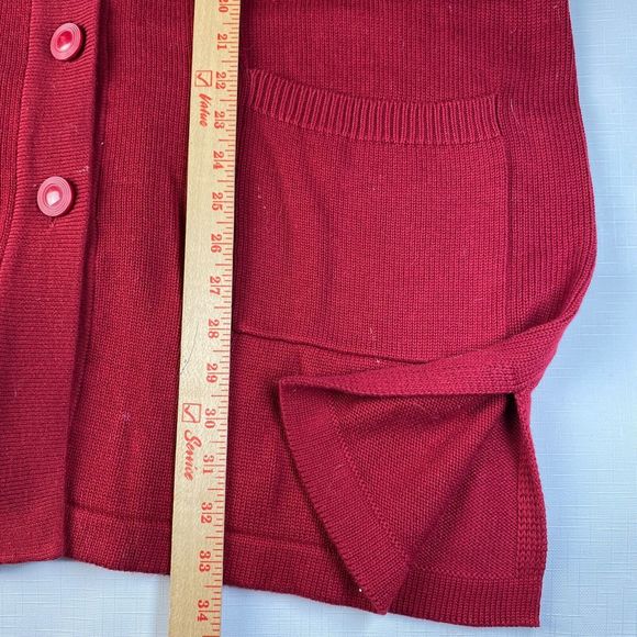 BOB MACKIE Cardigan EMBROIDERED Red Button Up LONG Sweater! FLORAL ART Sz 1X - Picture 10 of 16